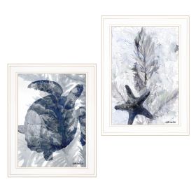 "Ocean Collection" 2-Piece Vignette By Stellar Design Studio, Ready to Hang Framed Print, White Frame