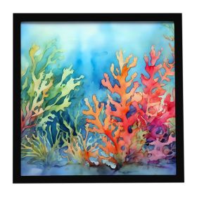 Seaweed Framed Metal Print Bathroom, Kitchen, Office, Home Decor Wall Art Ready to Hang, Square, 8X8