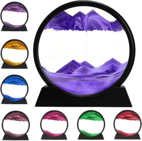 3D Dynamic Sand Art Liquid Motion, Moving Sand Art Picture Round Glass 3D Deep Sea Sandscape In Motion Display Flowing Sand Painting Relaxing Des (Color: Blue)