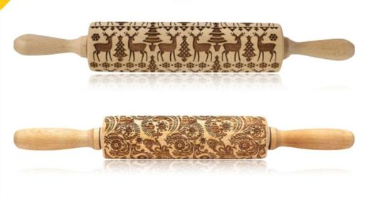 Rolling Pin Christmas Embossing (Option: Reindeer+B 35cm)