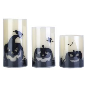 3 Pack Halloween Flameless Candle Lamp With Timer Setting Battery Operated Warm Orange Light Candles For Halloween Party Decoration (Option: Pumpkin)