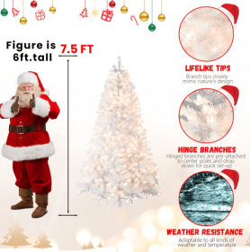 Prelit 7.5   9ft White PVC Tree  Memory Wire (Option: Seventy Five feetwhitePVCtree)
