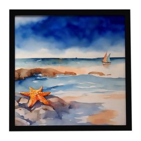 Starfish Framed Metal Print Bathroom, Kitchen, Office, Home Decor Wall Art Ready to Hang, Square, 8X8 (Default: Default)
