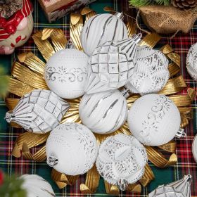 16PCS Shatterproof Christmas Ball Ornaments Set (Color: White)