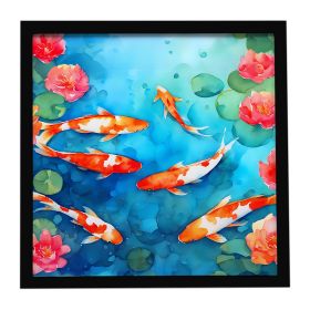 Koi Fish Framed Metal Print Bathroom, Kitchen, Office, Home Decor Wall Art Ready to Hang, Square, 8X8 (Default: Default)