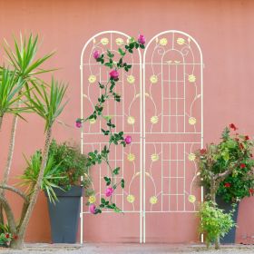2 Pack Metal Garden Trellis 71x19.7 Rustproof For Climbing Plants Outdoor (Color: White)